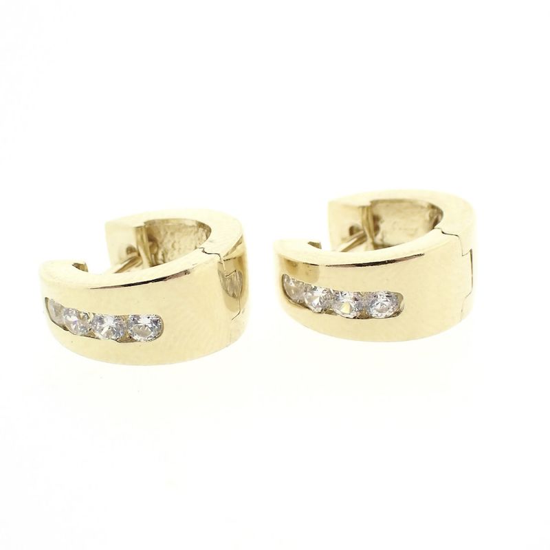 Image 3 of Gold earrings with zirconia | Ø 13 mm