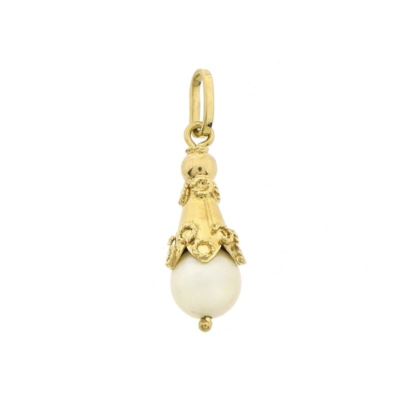 Image 1 of Vintage gold pendant with pearl