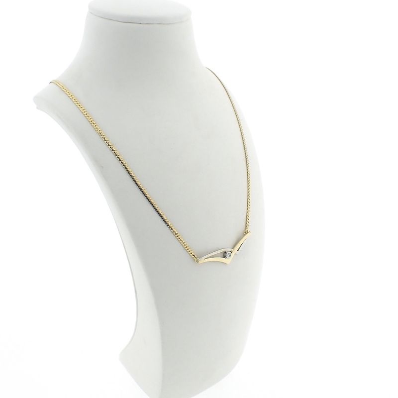 Image 3 of Two-tone gourmet link necklace with 0.035 ct. diamond | 42 cm