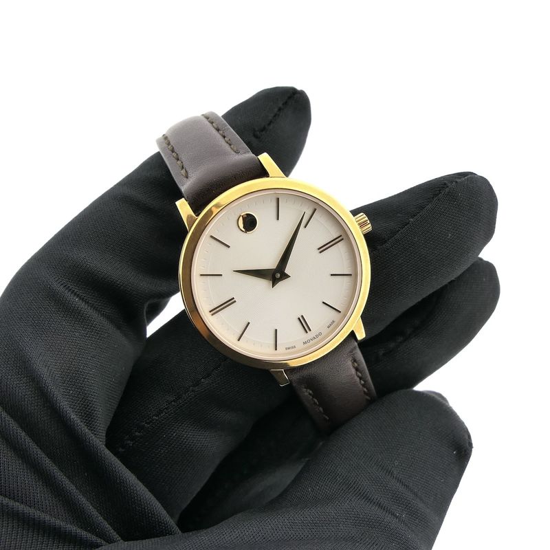 Image 4 of Movado Ulta Slim; Gold-plated women's watch with white dial; 0607096