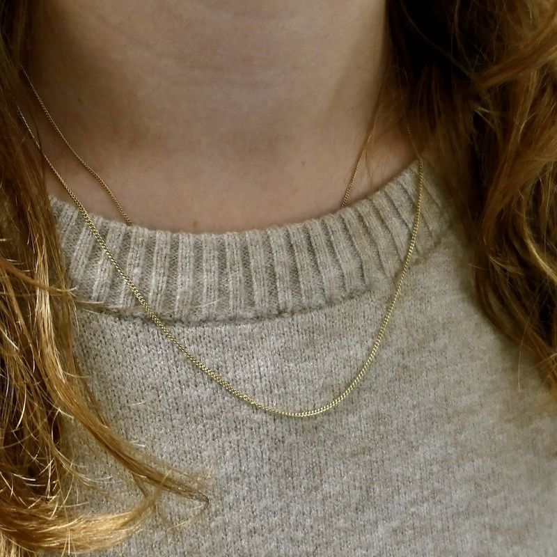 Image 8 of Gold flat gourmet link chain | 51.5 cm