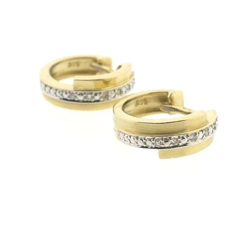 Image 9 of Gold earrings with diamond; 0.06 ct. | Ø 13.9 mm