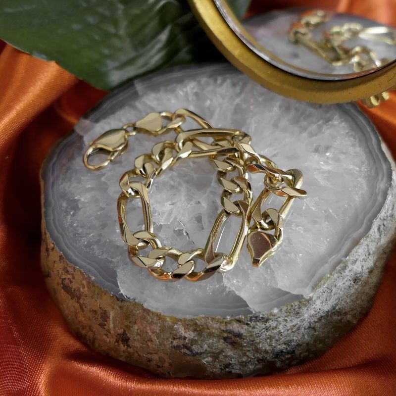 Image 2 of Gold Figaro link bracelet