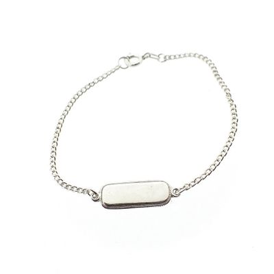 Image 1 of Silver gourmet link bracelet with engraving plate; Children