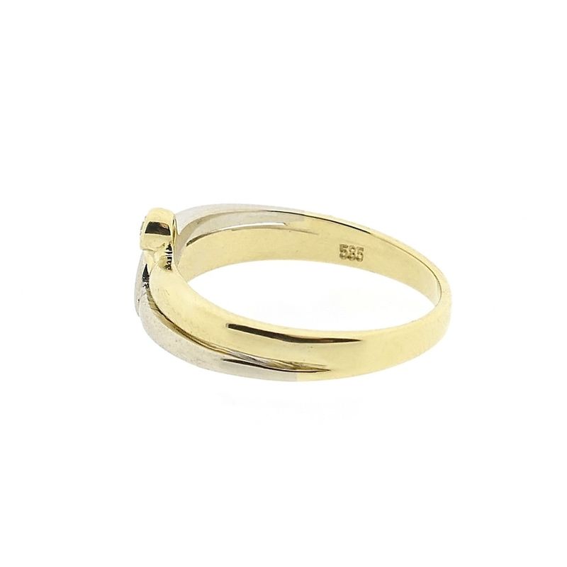 Image 6 of Two-tone gold solitaire ring with diamond; 0.02 ct.