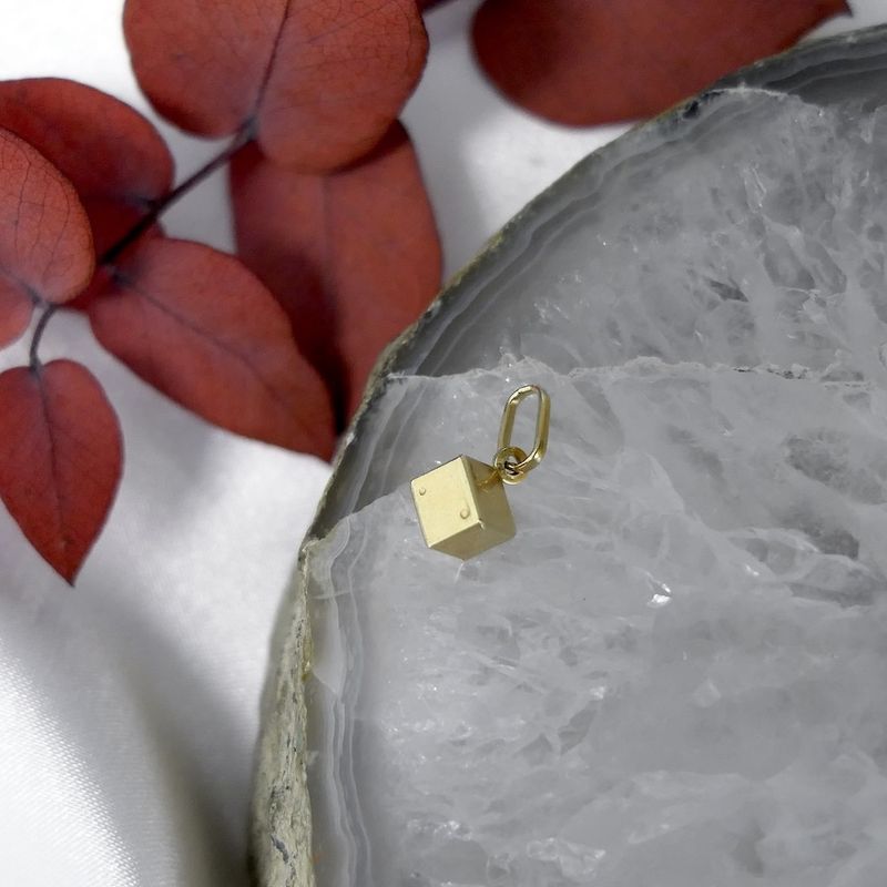 Image 2 of Gold pendant of a dice