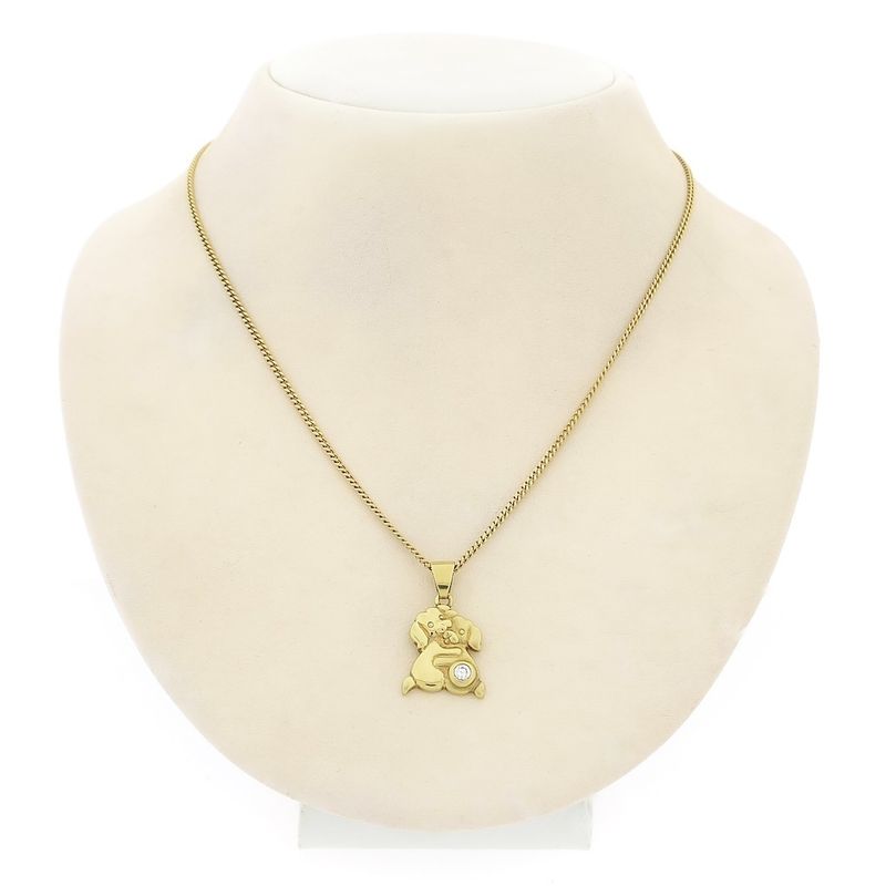 Image 3 of Gold pendant of two dogs with zirconia