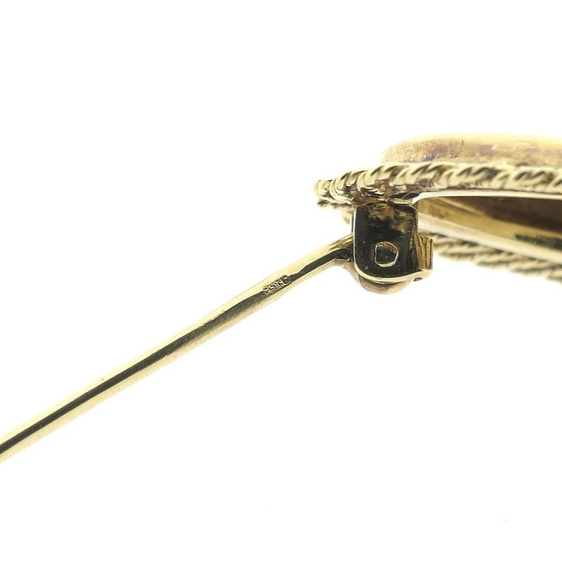 Image 7 of Vintage gold brooch with flower engraving; Floral design