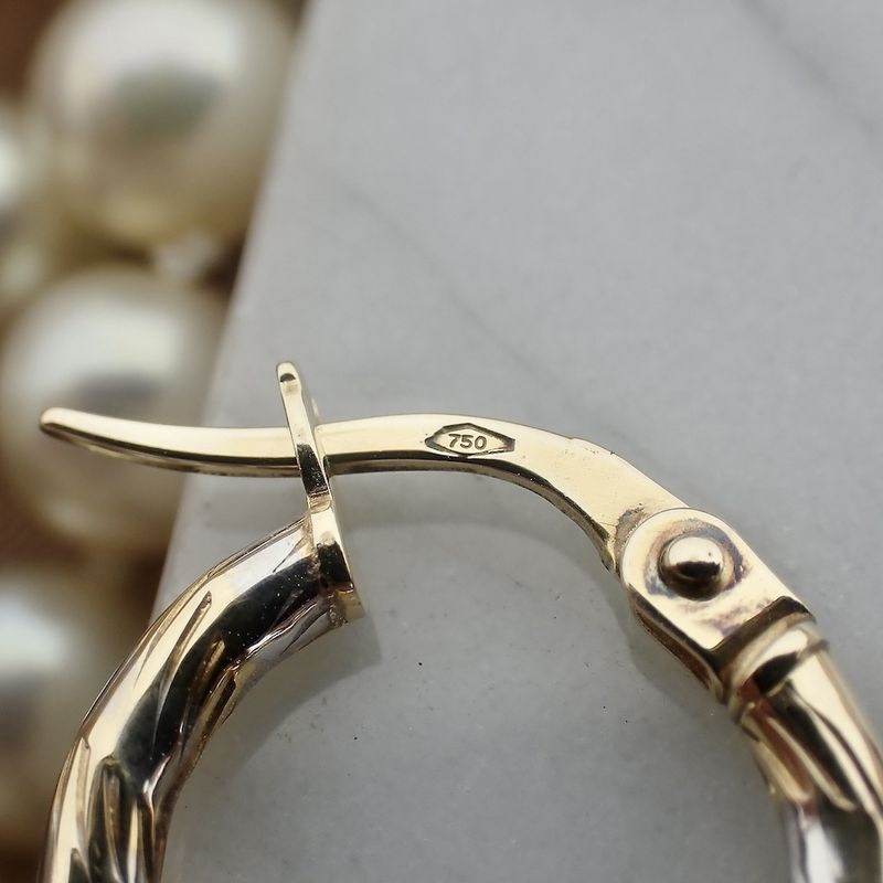 Image 5 of 18K Two-tone gold earrings | Ø 14 mm