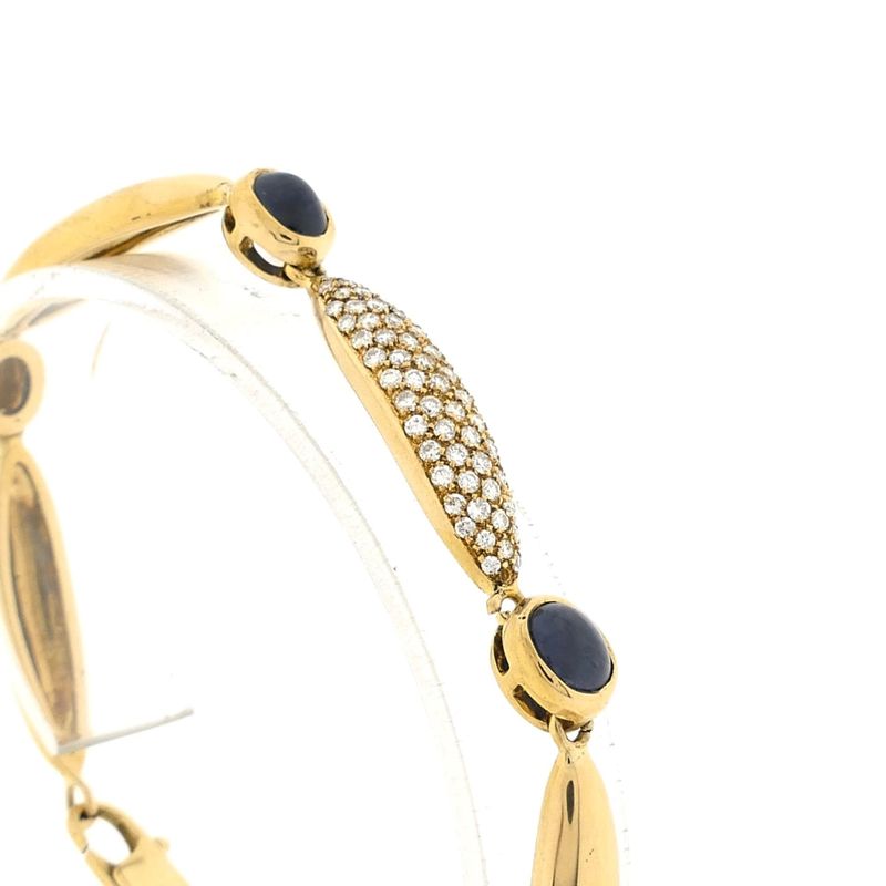 Image 2 of Gold fantasy link bracelet with sapphire and diamonds; 0.93 ct.
