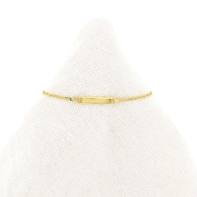 Afbeelding 1 van Gouden marineschakel kinderarmband met graveerplaatje | 12,5 cm - 15 cm