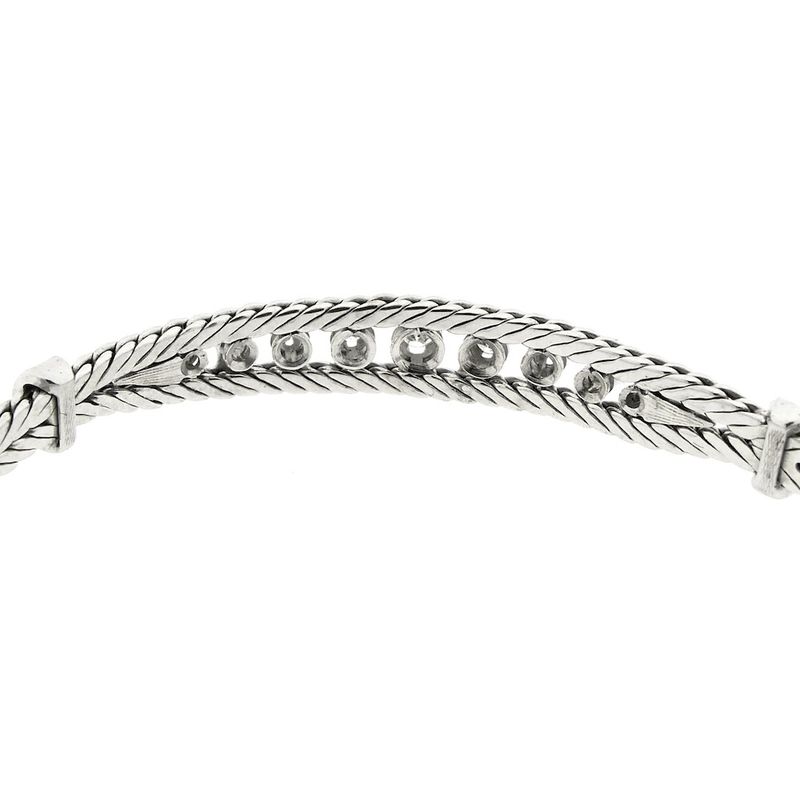 Image 4 of White gold herringbone link bracelet with diamonds