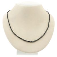 Black diamond bead necklace with gold clasp