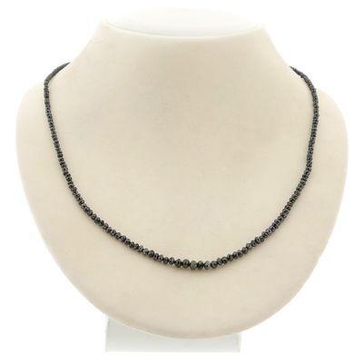 Image 1 of Black diamond bead necklace with gold clasp