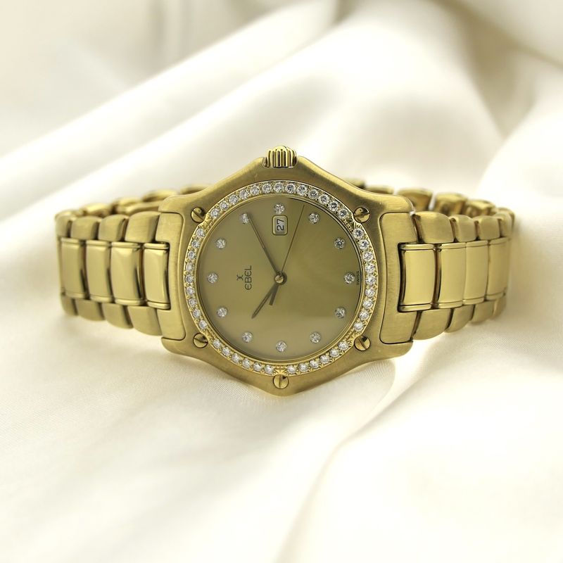 Image 11 of Ebel 1911 'Diamonds' 887911; 18k gold watch with diamonds