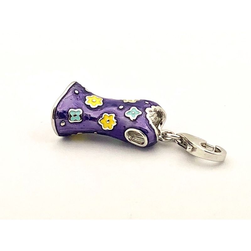 Image 5 of Silver charm/pendant of a dress; enameled