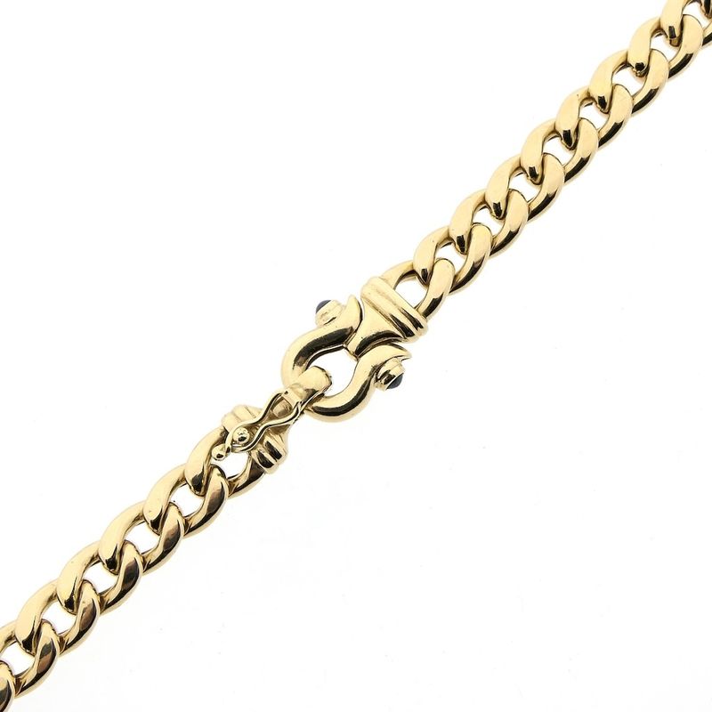 Image 8 of Gold gourmet link necklace with sapphire