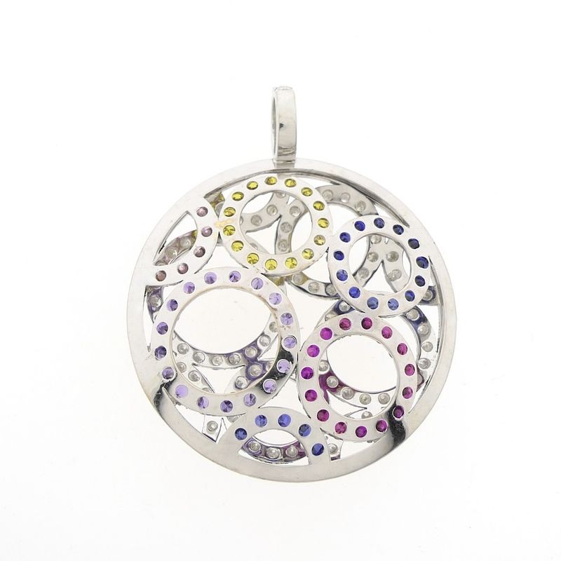 Image 9 of White gold pendant with bubbles of gemstones and diamond 7.07 ct.
