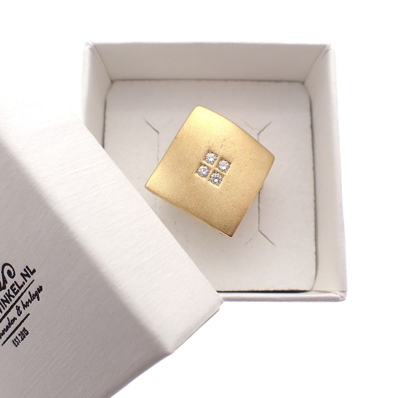 Image 8 of Matte gold ring with diamond; 0.10 ct.