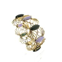 Gold bracelet with amethyst and jade