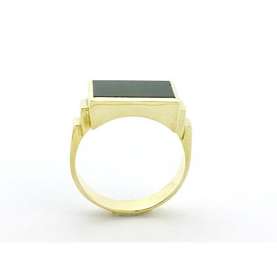 Image 2 of Gold signet ring with onyx stone | Size 21
