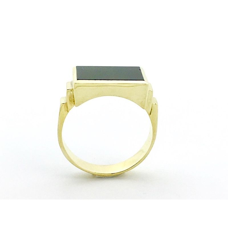 Image 2 of Gold signet ring with onyx stone | Size 21