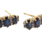 Image 7 of Bicolor gold stud earrings with sapphire and diamond | 0.20 ct.