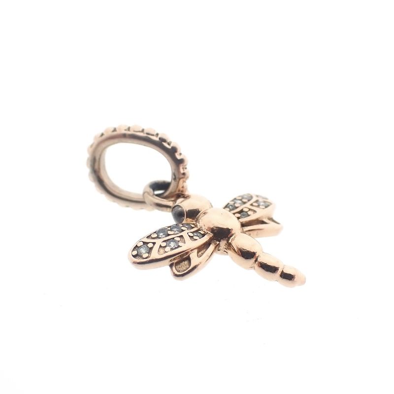 Image 3 of Pandora Moments dangle charm; Rose gold plated; Dragonfly