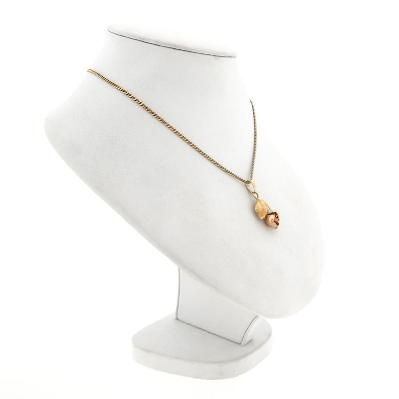 Afbeelding 5 van Bicolor gouden hanger van roos