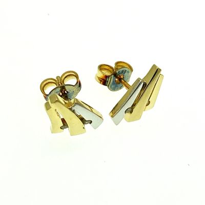 Image 2 of Bicolor gold stud earrings with zirconia