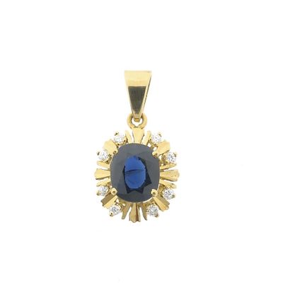 18-karat gold pendant with sapphire and diamond | 0.12 ct. Image 1 of 18-karat gold pendant with sapphire and diamond | 0.12 ct.