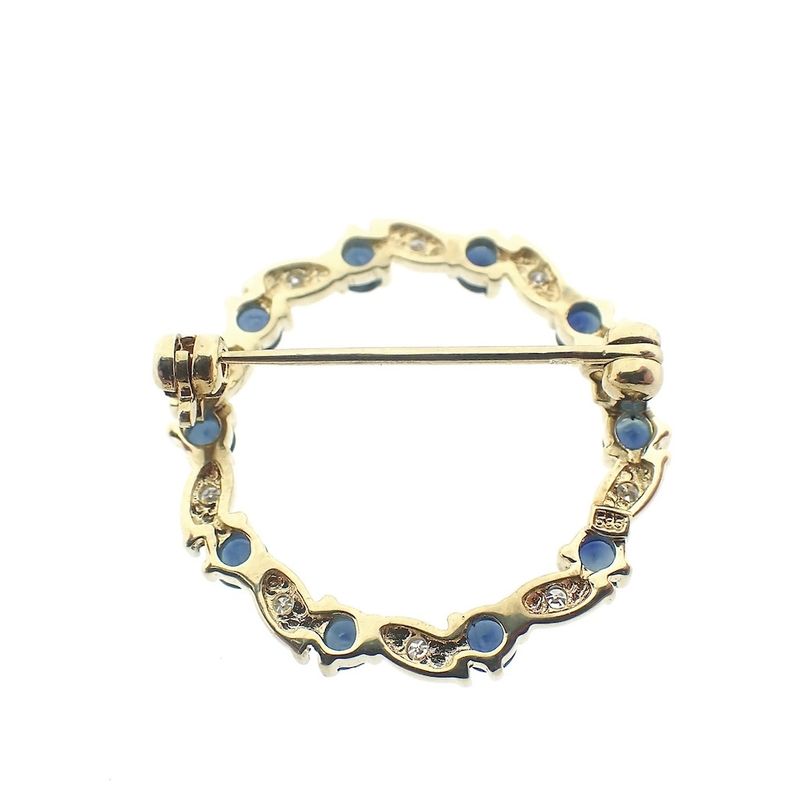Image 5 of Gold brooch with sapphire and diamonds | 0.05 ct.