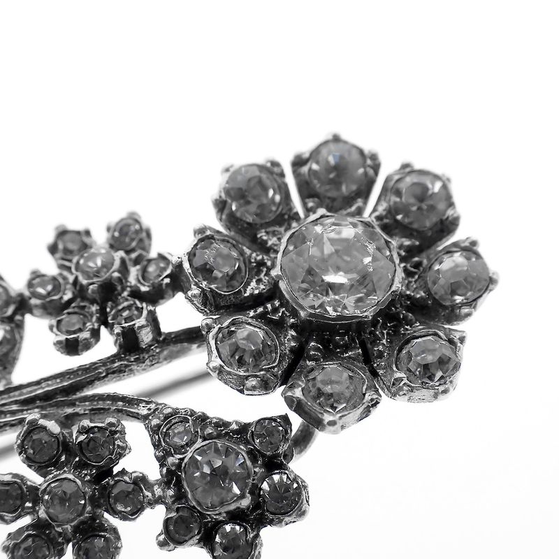 Image 3 of Silver brooch of flowers with zirconia stones