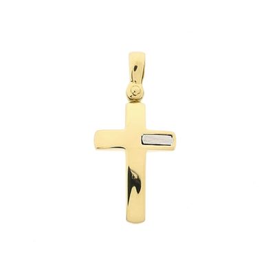 Afbeelding 1 van Bicolor gouden hanger van een kruis