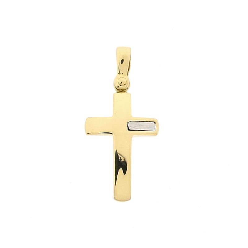 Afbeelding 1 van Bicolor gouden hanger van een kruis