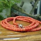 Image 2 of Blood coral bead necklace with gold clasp; Antique | 80 cm