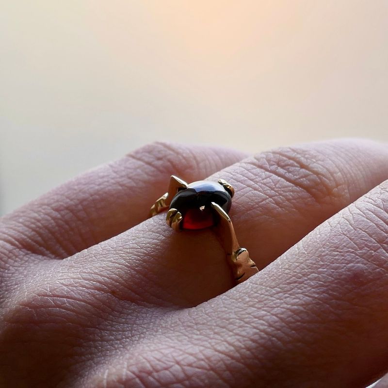 Afbeelding 10 van Vintage gouden ring met granaat