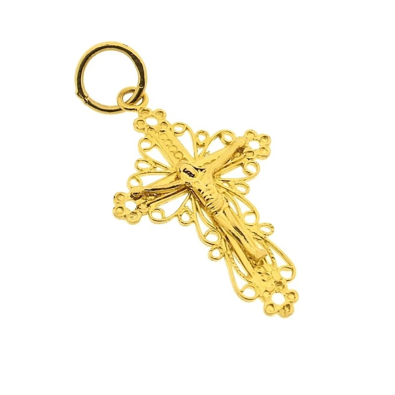 Image 5 of 21 carat antique gold pendant of a cross with a corpus | Filigree technique