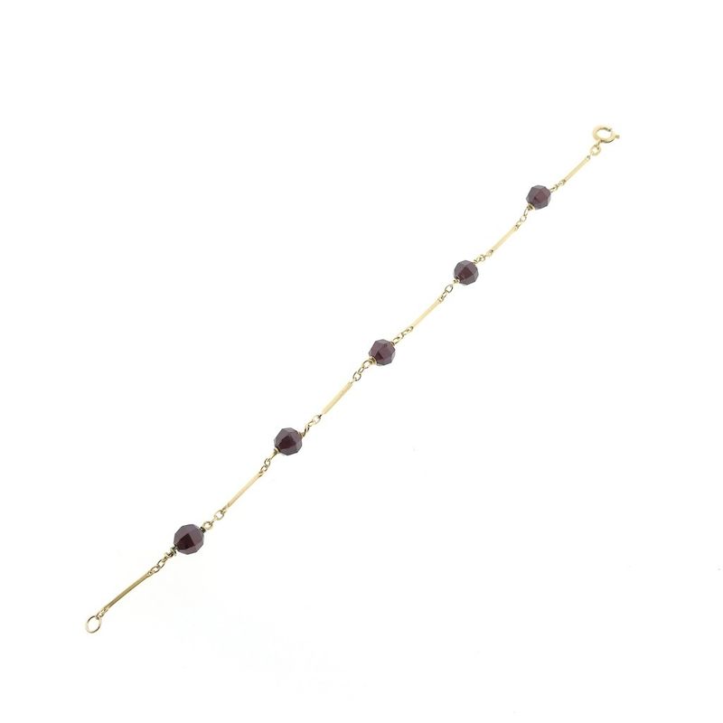 Image 8 of Gold bar link bracelet with garnet