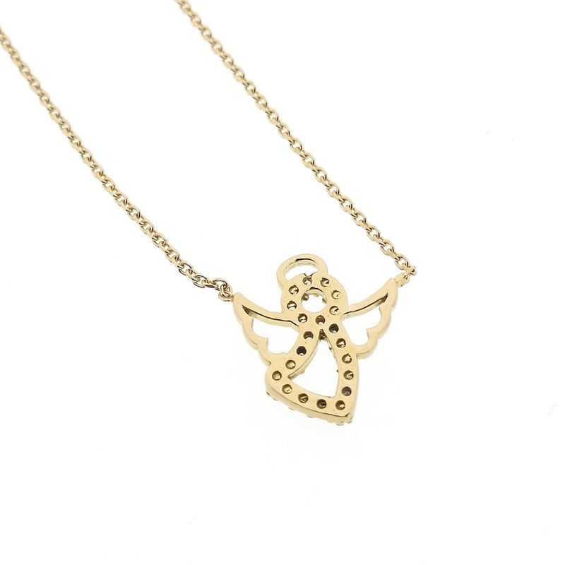 Image 6 of 18K gold anchor link necklace with a fixed pendant; angel with zirconia | 35 cm