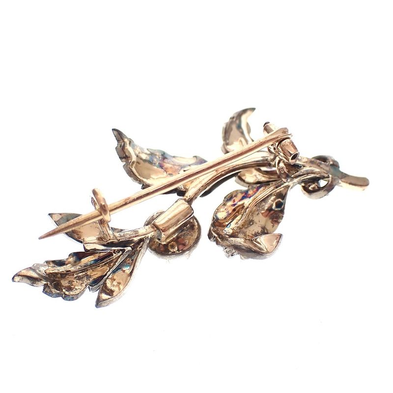 Image 5 of Antique gold and silver brooch with diamonds; approx. 1.00 ct.