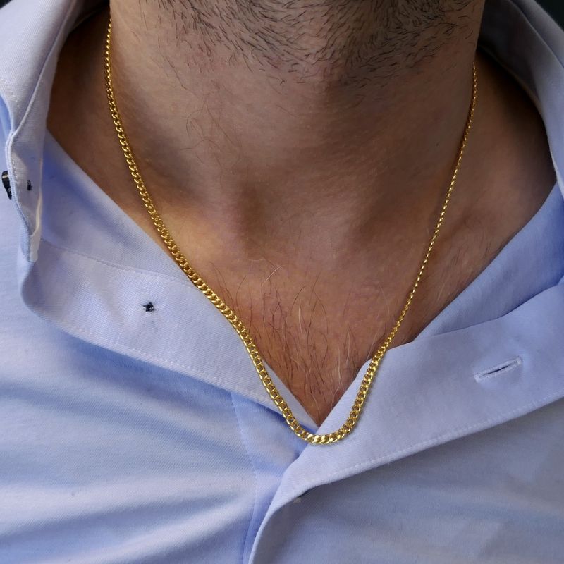 Image 9 of 24K Exclusive gold gourmet link chain with a traditional S-shaped clasp | 50 cm