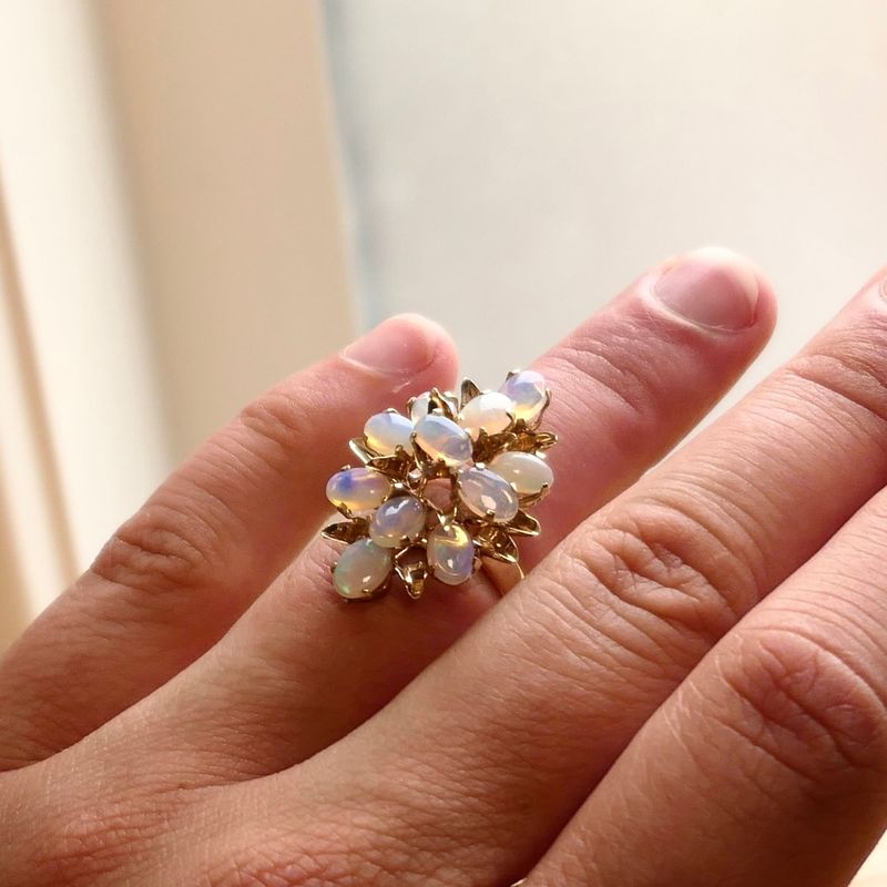 Image 8 of Gold Statement Ring with Opal