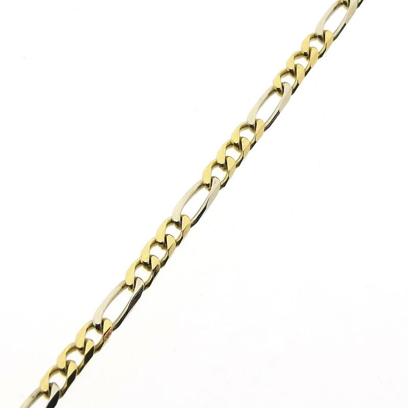 Image 7 of Two-tone gold Figaro link bracelet; 20 cm