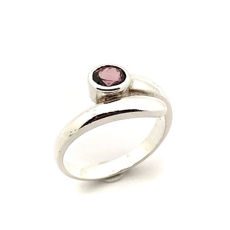 Image 1 of Silver solitaire ring with an oval cut amethyst stone