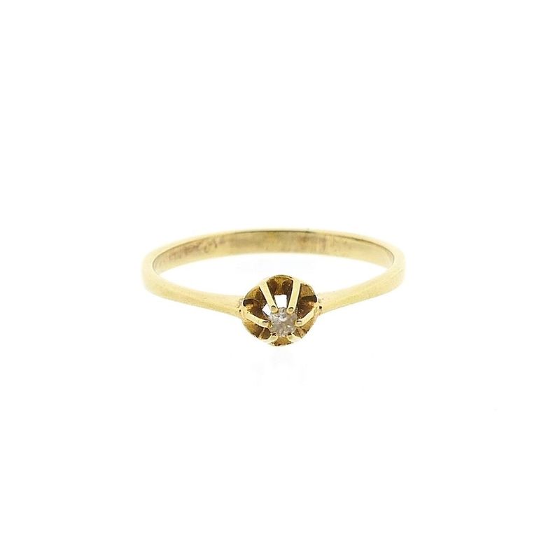 Image 3 of Gold solitaire ring with diamond; 0.02 ct.