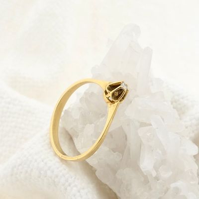 Image 2 of Gold solitaire ring with diamond; 0.03 ct.