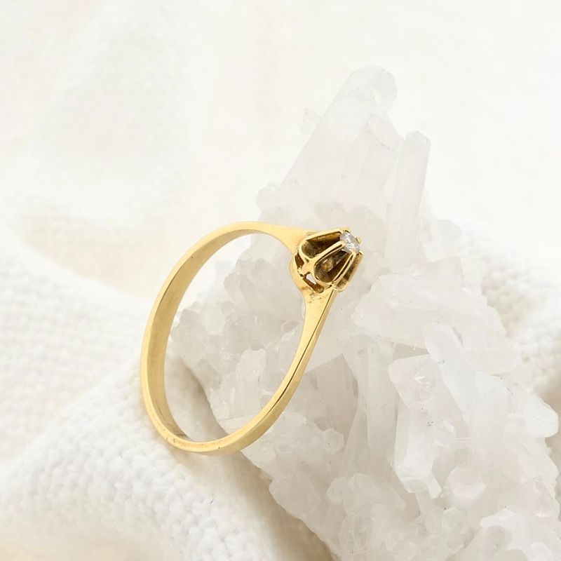 Image 2 of Gold solitaire ring with diamond; 0.03 ct.