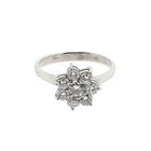 Image 3 of 14K White Gold Flower Ring with Diamond; Size 17.5