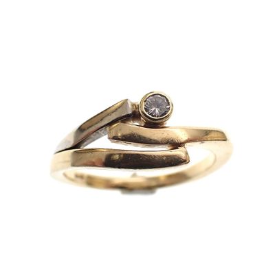 Image 2 of Two-tone gold fantasy ring with 0.04 ct diamond.